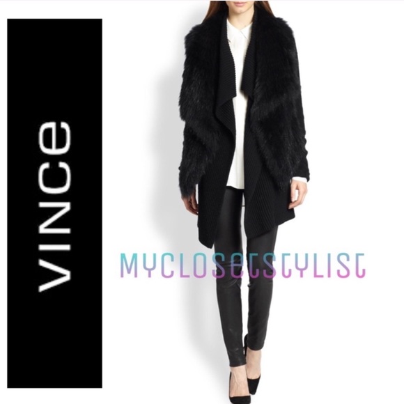 Vince Jackets & Blazers - VINCE Black Fur Jacket $1,800 Coat Vest! NWT Raccoon Small Silky SOFT!